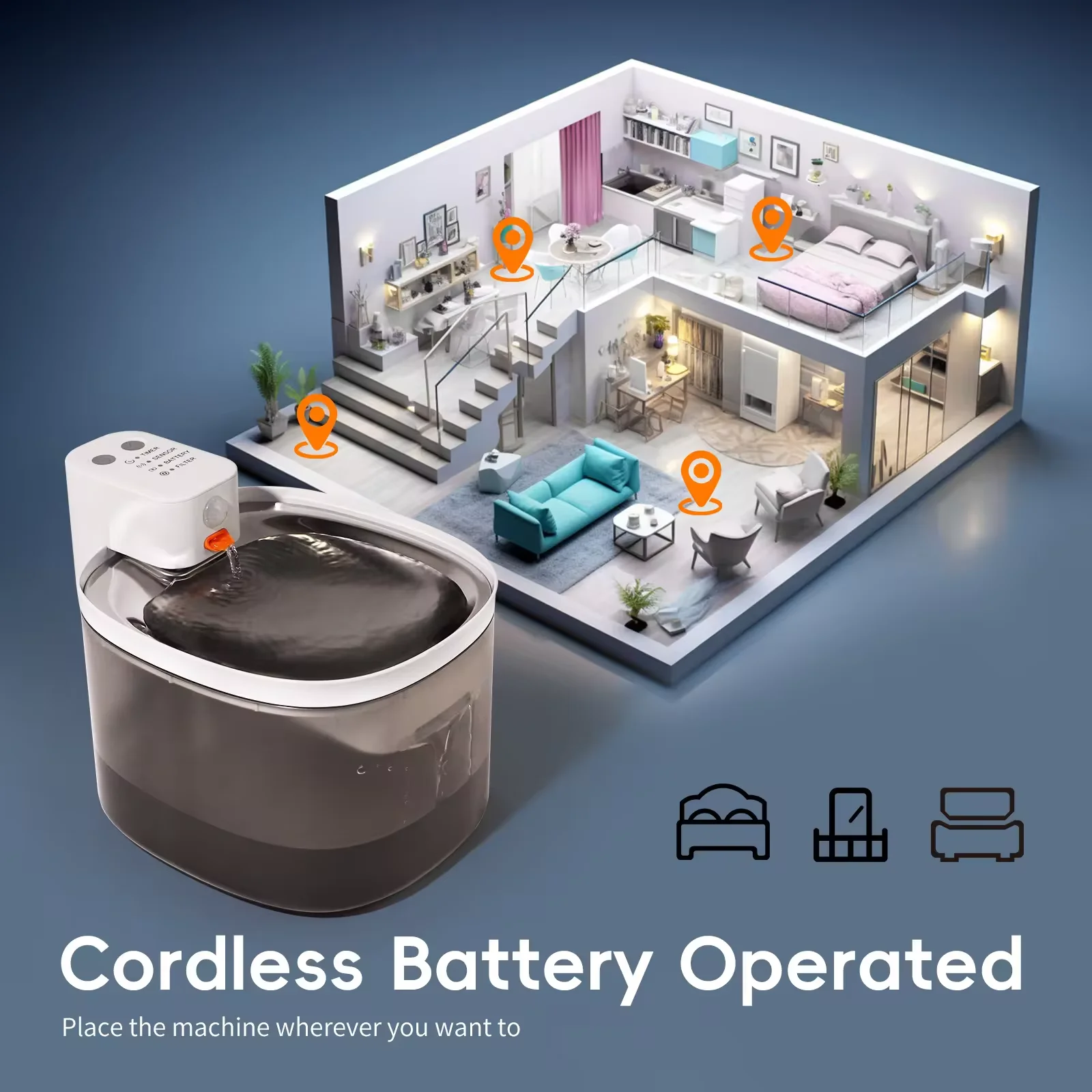 OEM Stainless Steel Tray Automatic Cat Feeder 3L Large Water Fountain Low Consumption Sensor Pet Drinking Water Dispenser