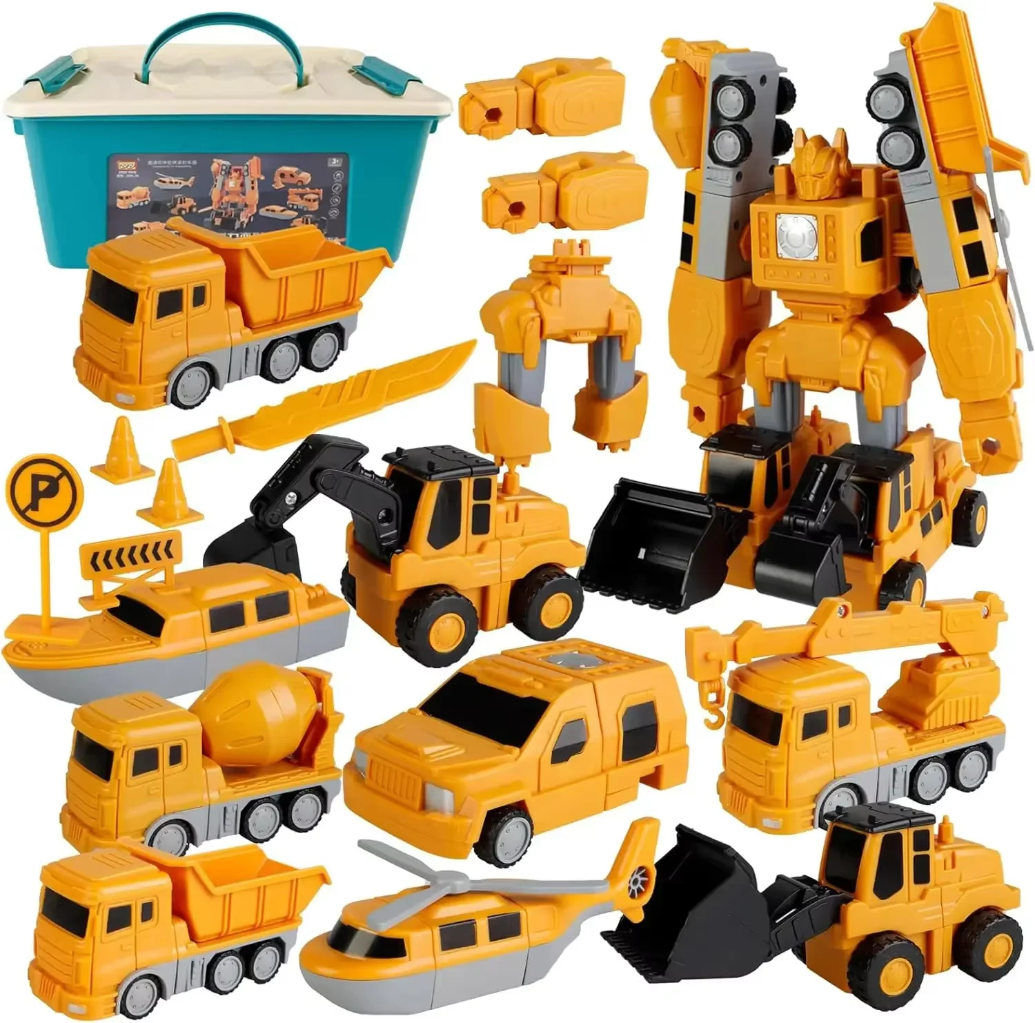 2024 Best Product Magnetic Transform Engineering Car Assembled Toys DIY Deformation Construction Vehicle With Storage Box
