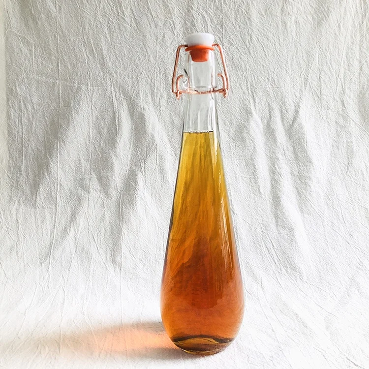 Tear Drop Shape 500ml Clear Water Drinking Reusable Glass Bottle with Swing Top