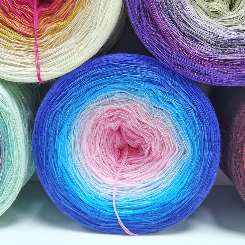 New Factory wholesale space dye Cotton crochet yarn DIY knitting cake ball