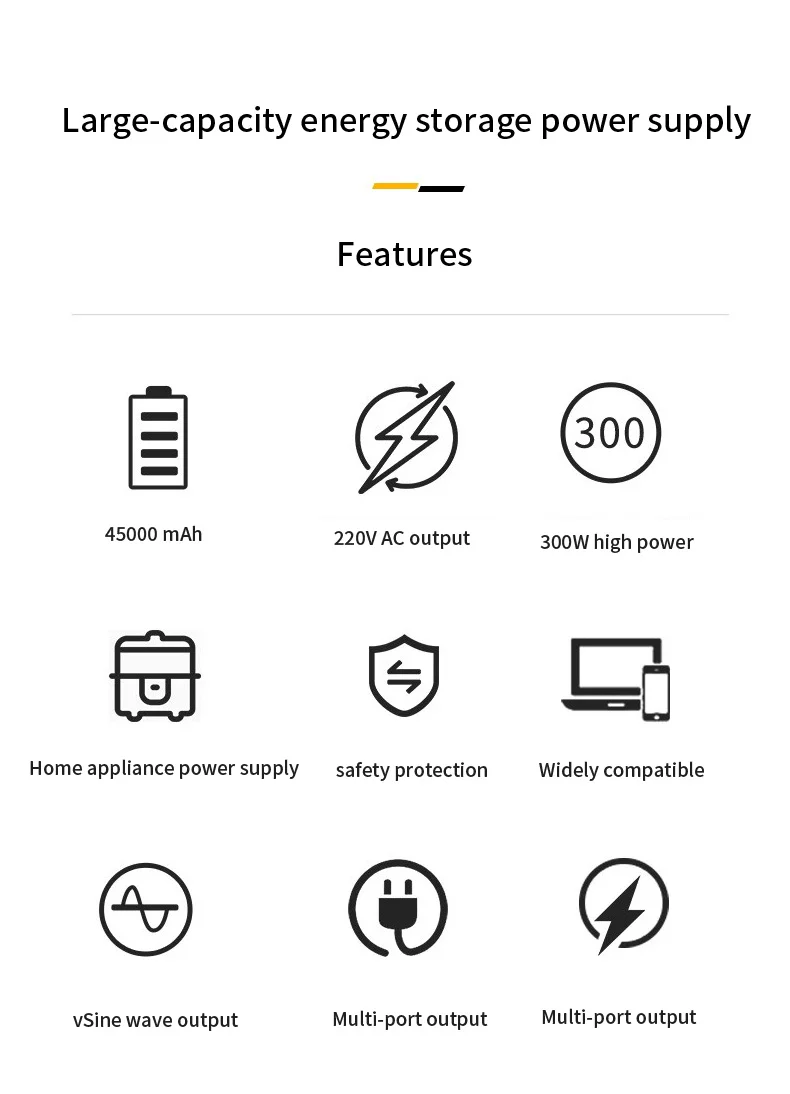 ac power bank Portable Battery 110V 300W Power Bank Supply Hot Sale External 45000mah Phone Quantity Led Multiport Output