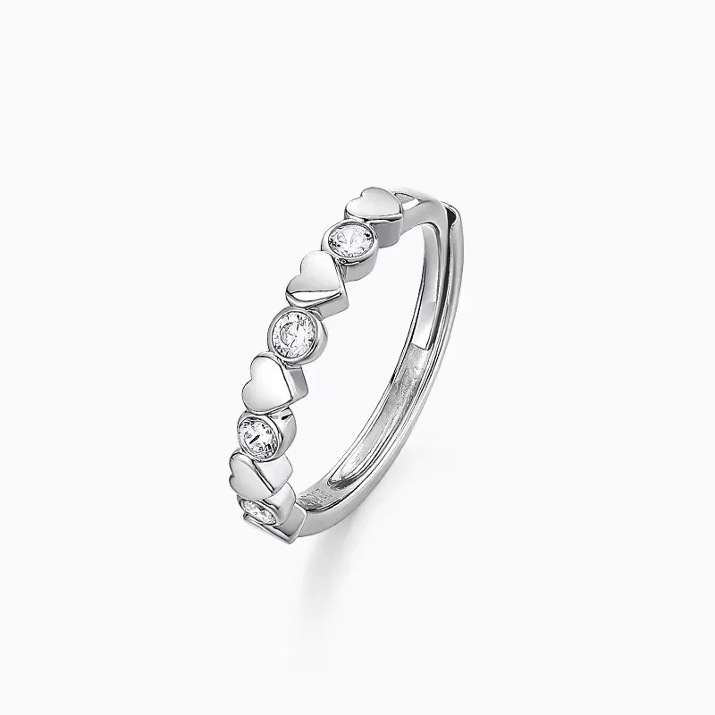 Wholesale Valentine Jewelry Love Ring 925 Sterling Silver Daily Cubic Zircon And Heart Shape For Women Rhodium Plated With White
