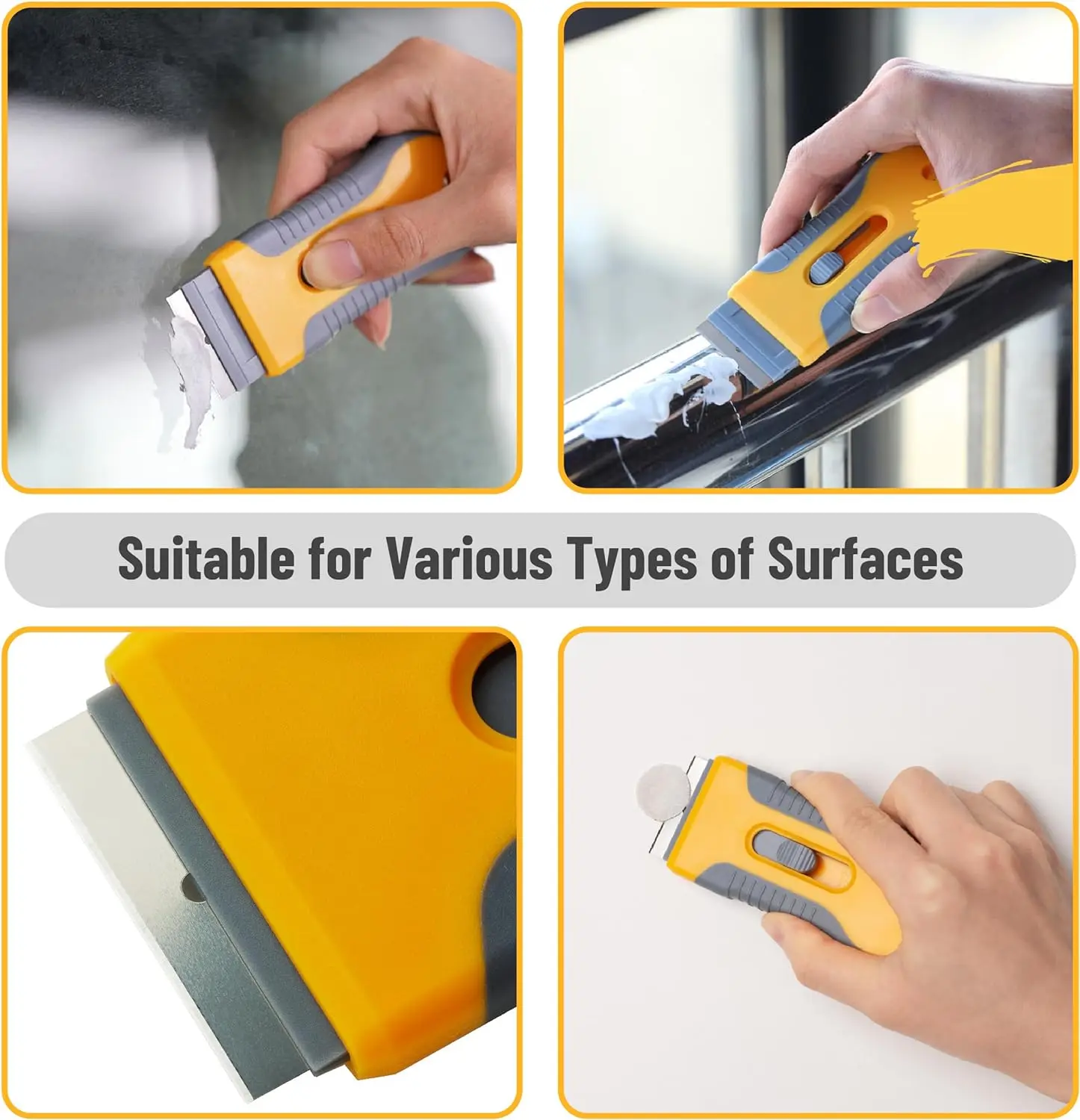 Razor Blade Scrape with Blades, Scraper Tool, Razor Blade Retractable, Paint Stripping Tool, Cleaning Tool for Removing