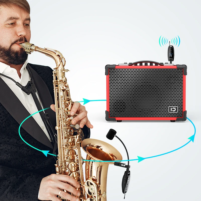 SHIDU Outdoor Stage Performances Microphone With Rechargeable Receiver Professional Wireless Instrument Saxophone Microphone Set