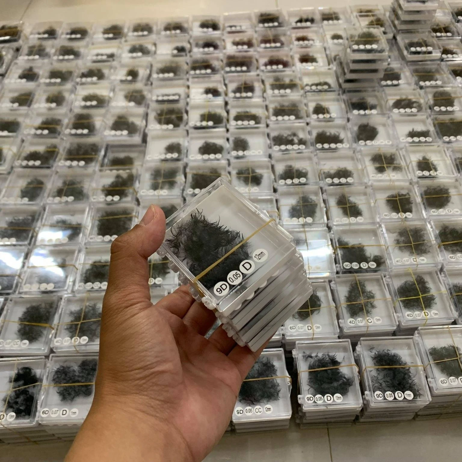 Narrow cc 20d loose promade fans eyelash 1000 storage box promade fans pointy base loose fans eyelash extensions 20d