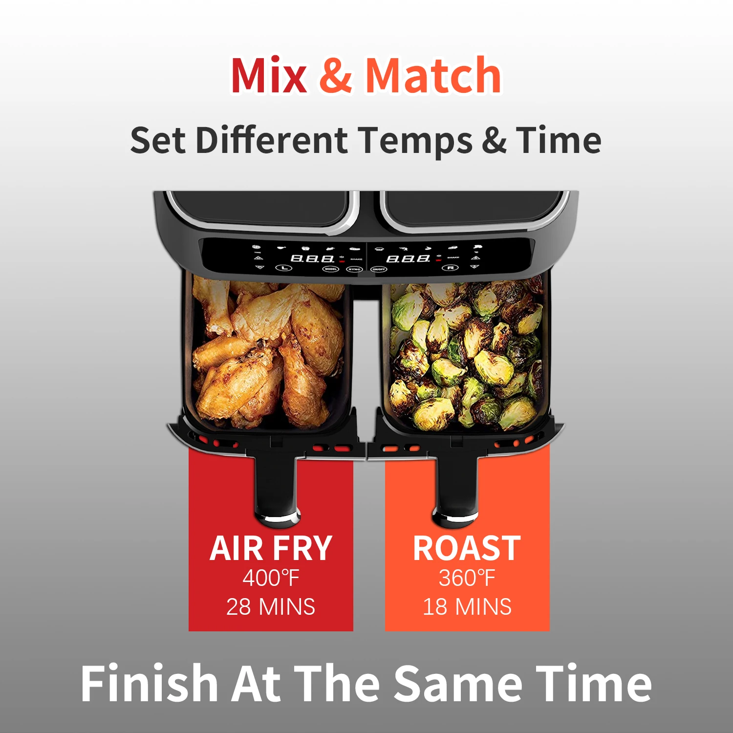 Household 2 Baskets OEM Customized Double Air Fryer Electric Smart Air Fryers 7L with Touch Screen