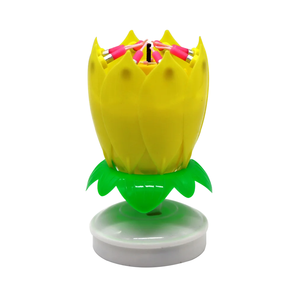 happy birthday song singing spinning lotus shape music musical birthday singing candle ratable music candle