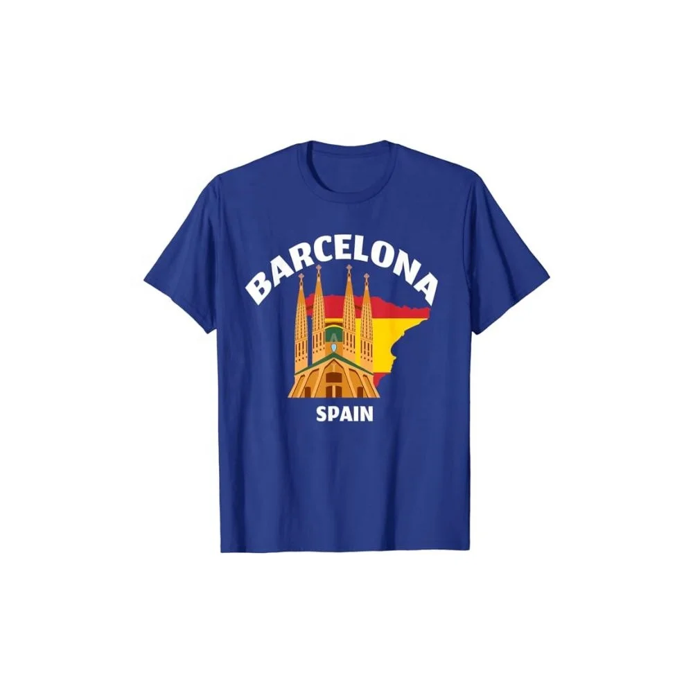 Barcelona Souvenir Collection 220 gsm 100% Cotton T-Shirts Unisex Adult Gift with Short Sleeves