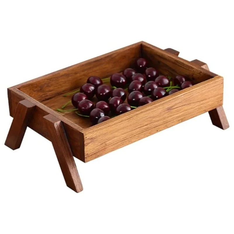Eco-Friendly Custom Wholesale Wood Tray for Dry Fruit Snack Serving Vintage Design Style for Kitchen & Living Room Storage