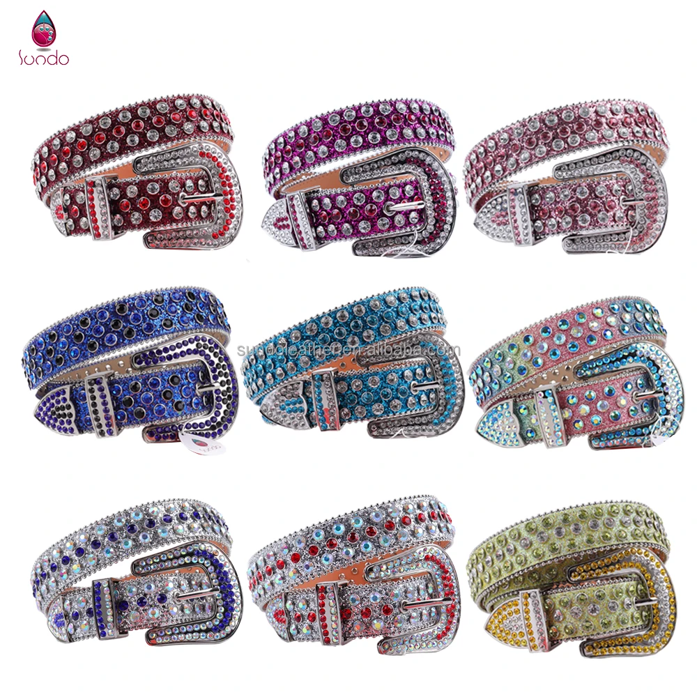 Luxurious Diamond Jeans Belts Fashion Thick Buckle Cowboy Studded Designer Leather Belts For Man
