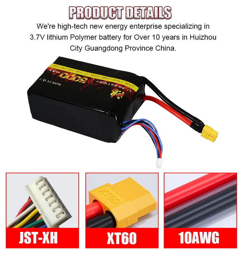 Drone Battery UVA Batteries 6S 22.2V 5000mAh 50C Lipo Battery for RC Drone RC Helicopter and FPV
