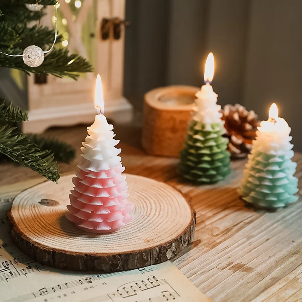 Christmas Tree Shaped Colored Craft Art Candles LE138 Factory Customized Soy Wax for Candle Making Soy Wax Free Shipping 100 60g