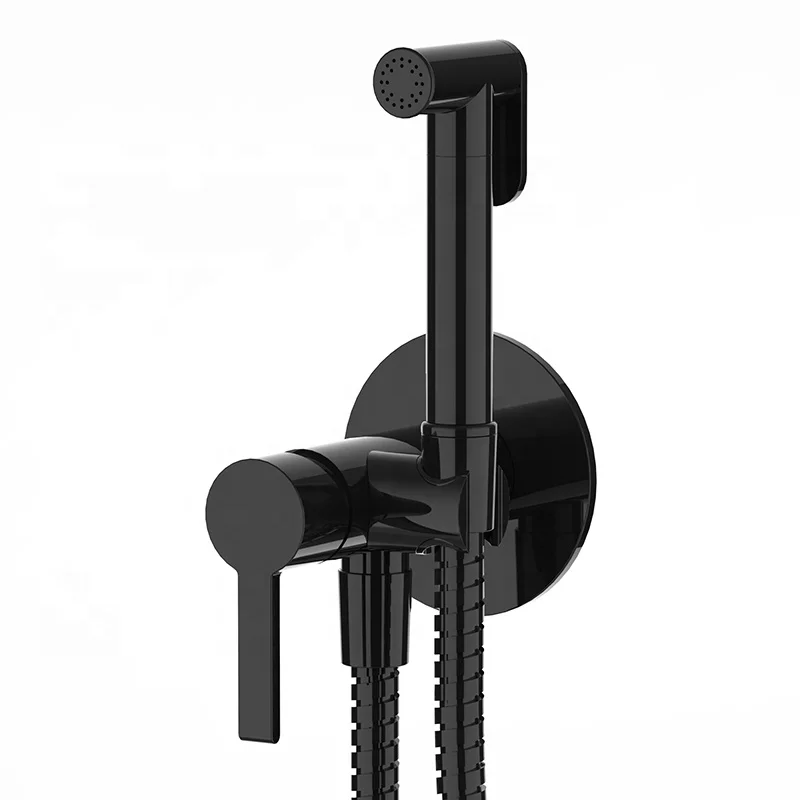 Wall Mounted Concealed douche Brushed Rose Gold Woman toilet Bidet hot and cold water Faucet Set