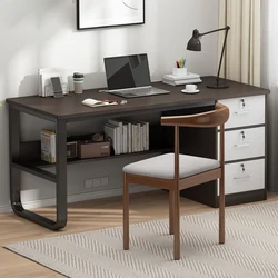 Cheap wooden top and metal leg storage drawer home computer table study desk for student