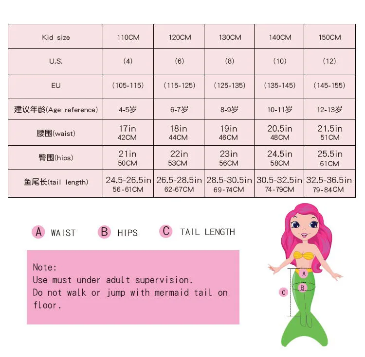 Princess mermaid tail swimwear Breathable quick dry children cheap mermaid tails for swimming