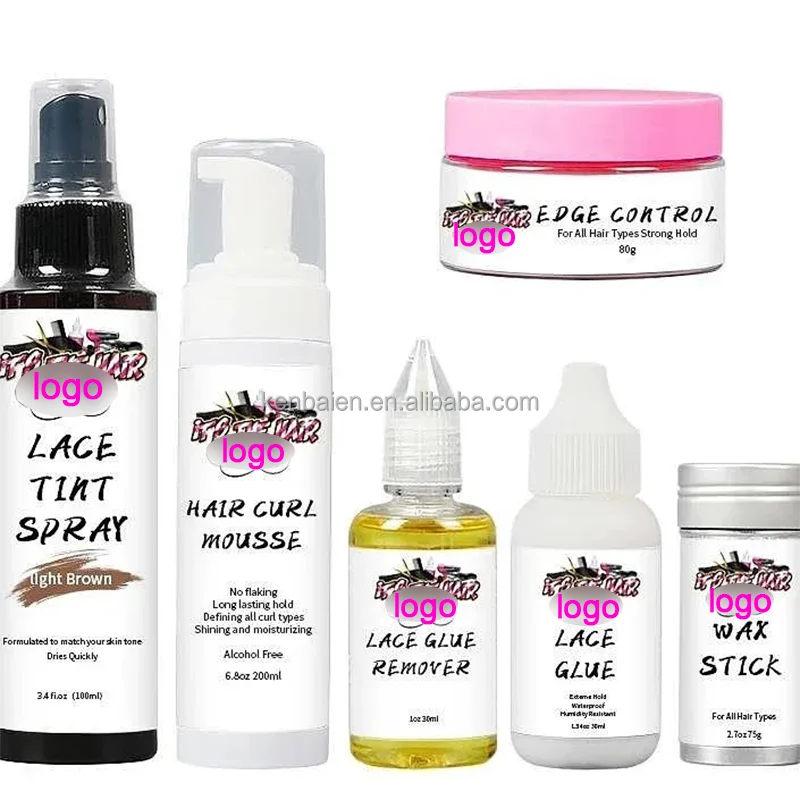 OEM Strong Hold Tube Lace Glue Waterproof Frontal Lace Wigs Adhesive Glue In Tube Customize Logo And Lace Tint Spray Kit