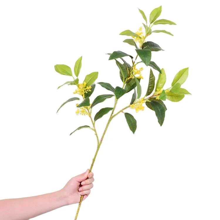 High Quality Preserved Green Leaves Home Garden Decor Artificial Osmanthus Flower Fragrans Stem 3D Print Real Touch Silk Leaves