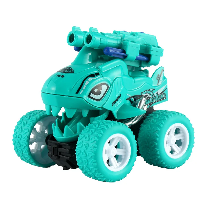 LONGXI friction vehicle mini cars toys plastic carton shark toy car for child deformation monster truck car launcher toy