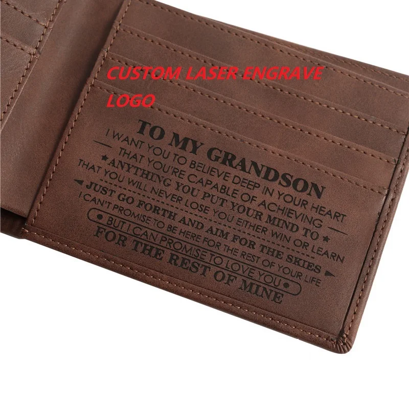 Slim Thin ID/Credit Card Holder Wallet Leather Bifold Front Pocket Wallet Custom Gifts Engrave LOGO Gift