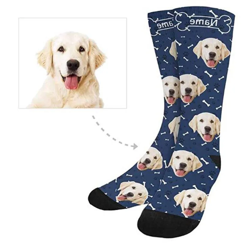 Personalized  3d Digital Cartoon Printing  Print Custom Dog Animal Cute Young Girls Tube Socks For Kids
