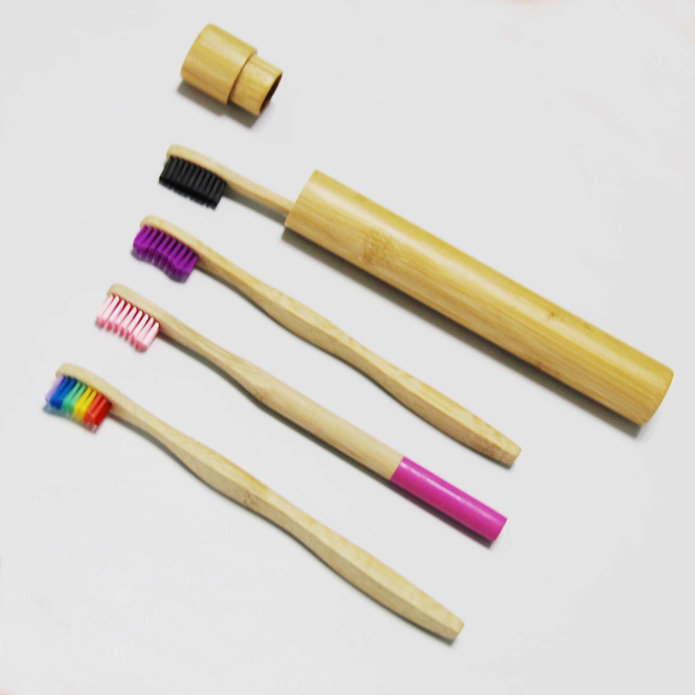 OEM available portable bamboo toothbrush tube case