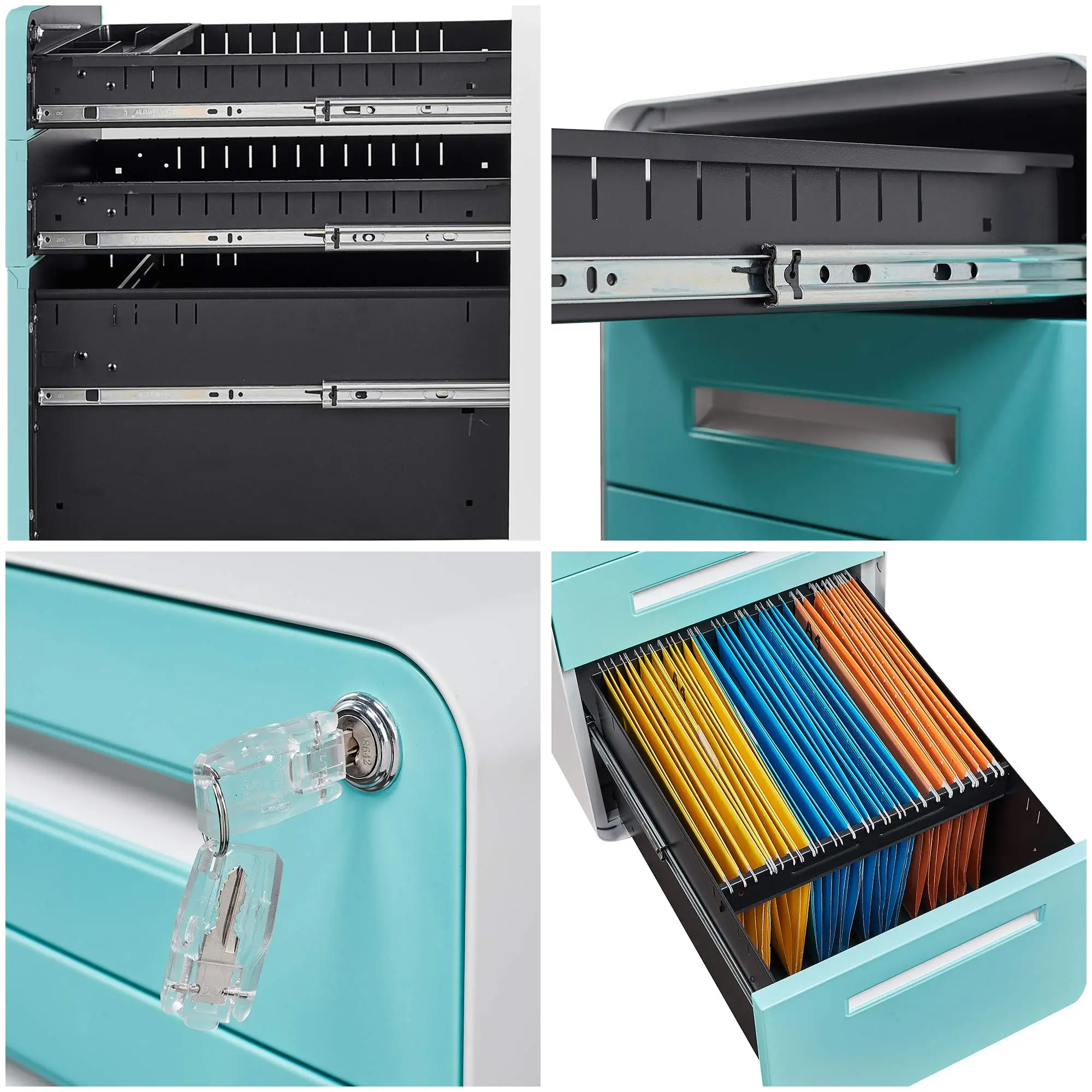 Customizable Secure 3-Drawer Mobile Pedestal File Cabinet with Locking Steel Drawers for Enhanced Safety