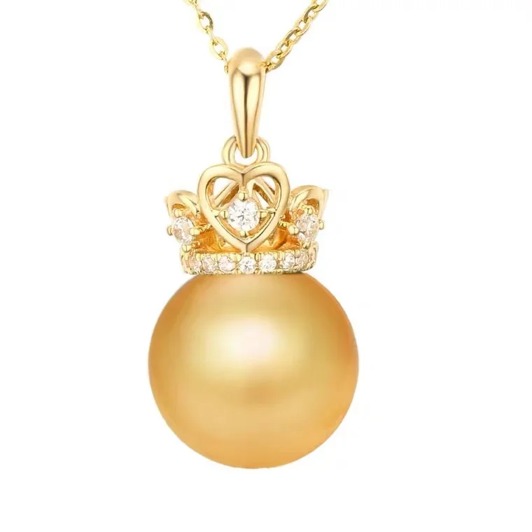 14K 18K Gold DIY Natural pearl pendant accessories empty crown versatile new custom Necklace Pendant Jewelry without chain