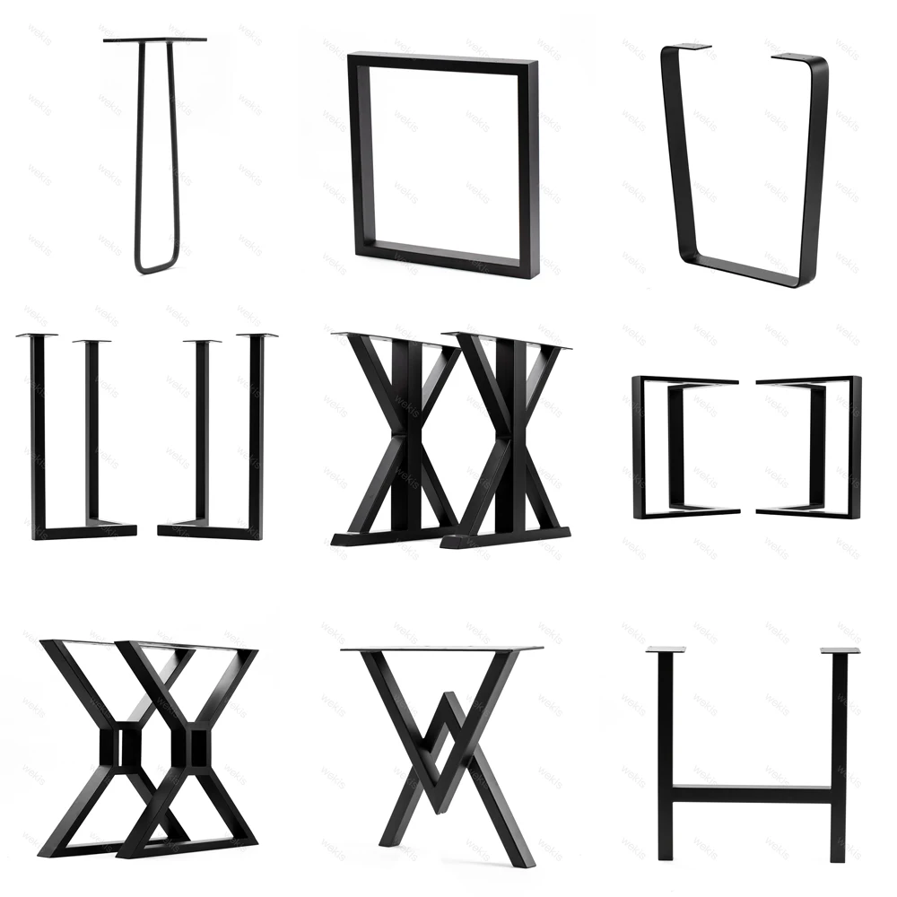 Modern Black Wrought Detachable Industrial Office Shaped Wholesale Glass Desk Frame Dining Steel Cast Iron Metal Table Legs