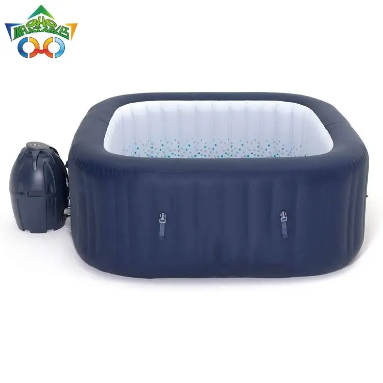 OHO 2022 Newly Round Inflatable Spa Pool Whirlpool Massage Spa Hot Tub For 2-4 Person with Foot Padding and Sitting Mat