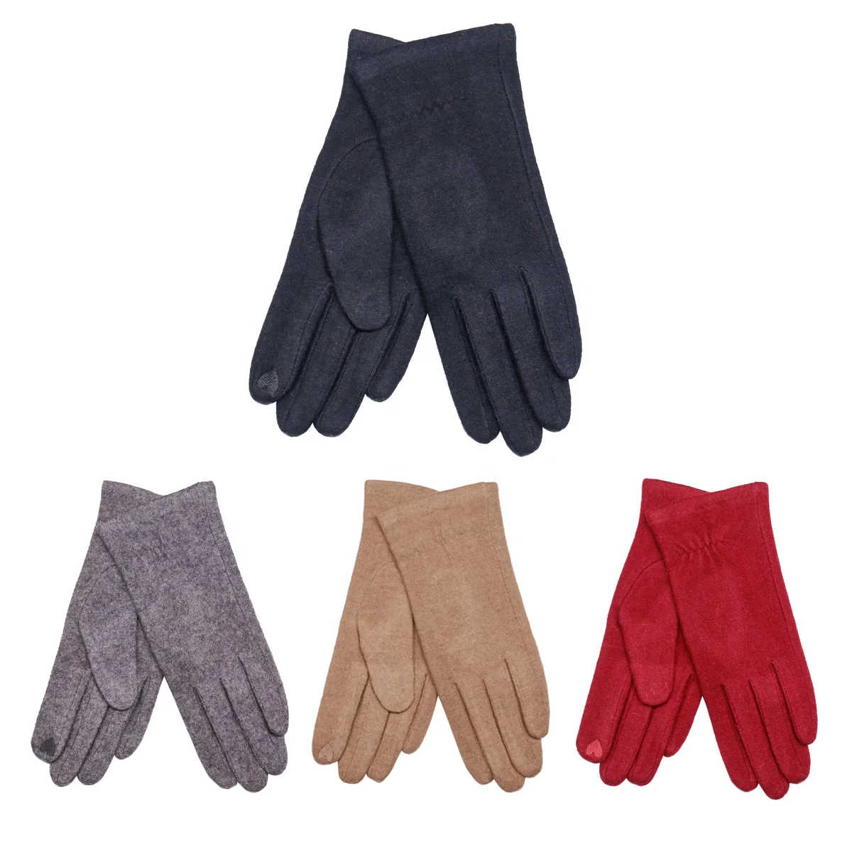 Оптовая продажа, простые женские кашемировые перчатки на заказ, зимние теплые ветрозащитные моющиеся флисовые перчатки
