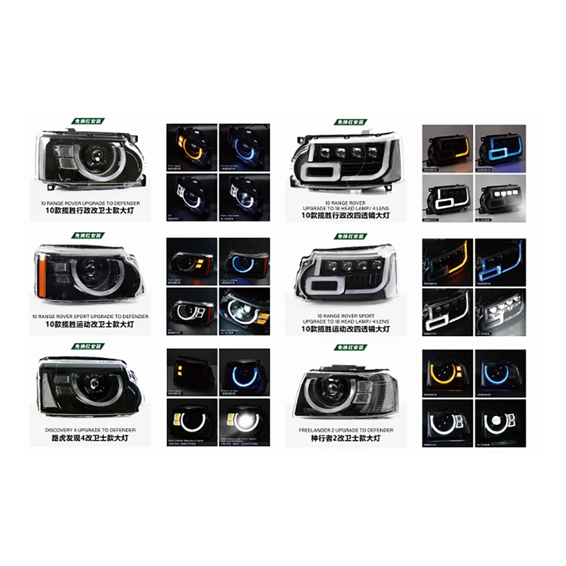 RHD new modified LED head lamp spare parts headlight for 2010-2013 Range Rover Sport VOGUE LR to Defender OR 4-Spotlight Model