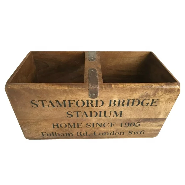 Vintage Style Solid Wood Stamford Bridge Chelsea FC Storage Box Carry Handle