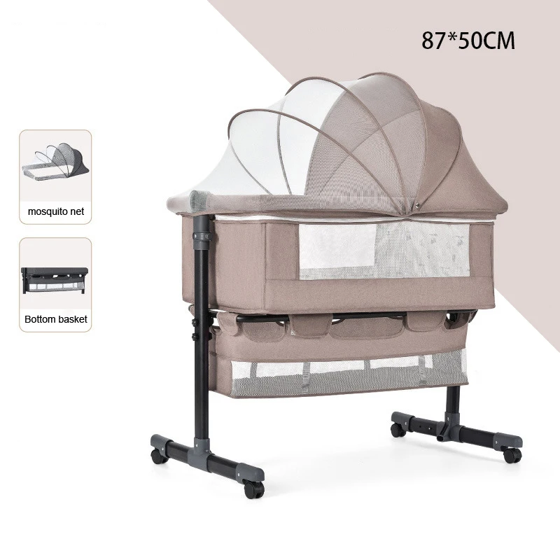 Multifunctional mobile crib splicing large bed, newborn cradle bed, foldable nursing treasure bed Bedside crib
