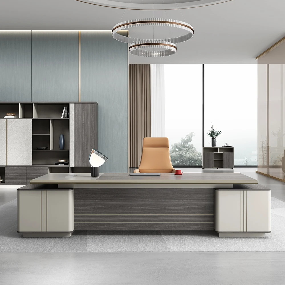 BOBIAO Modern cheap L-shaped office manager office furniture new design MDF easy to assemble gray computer desk