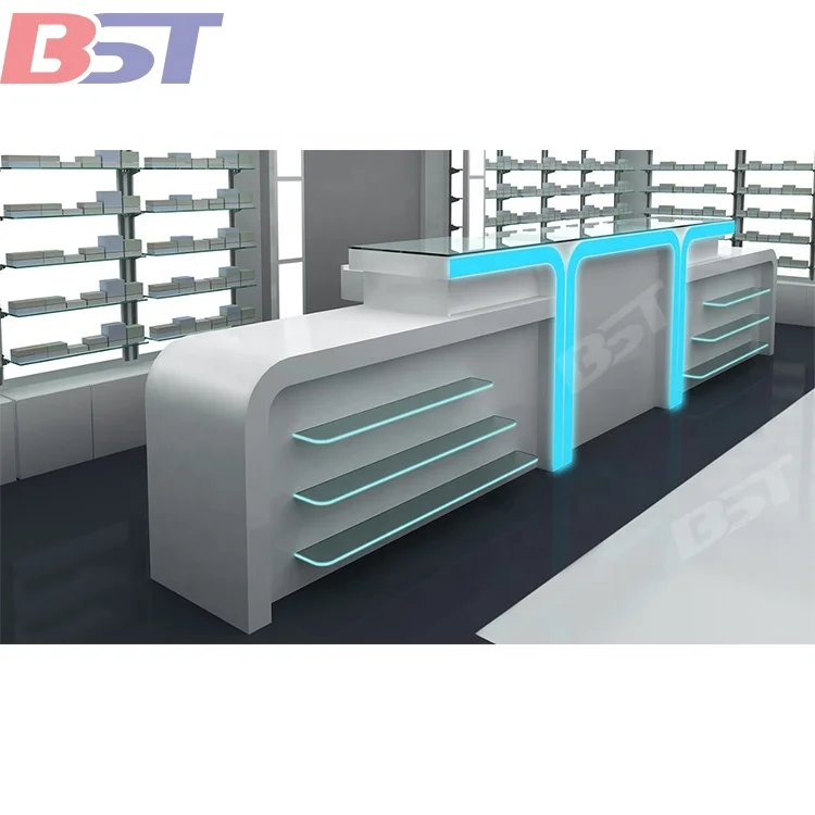 Custom High Quality Artificial Stone Retail Display Stands Retail Display Racks Shopping Cashier Desk