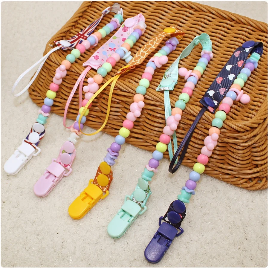 New Style Colorful Silicone Baby Teether Pacifier Clip Silicone Pacifier Chain Molar Toy Anti-Drop Chain
