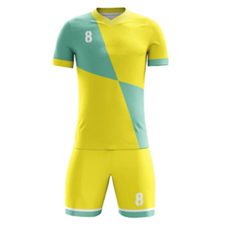 OEM High Quality Football Soccer Jersey Stretch Football Jersey Custom Yellow and Green Color Soccer Uniforms