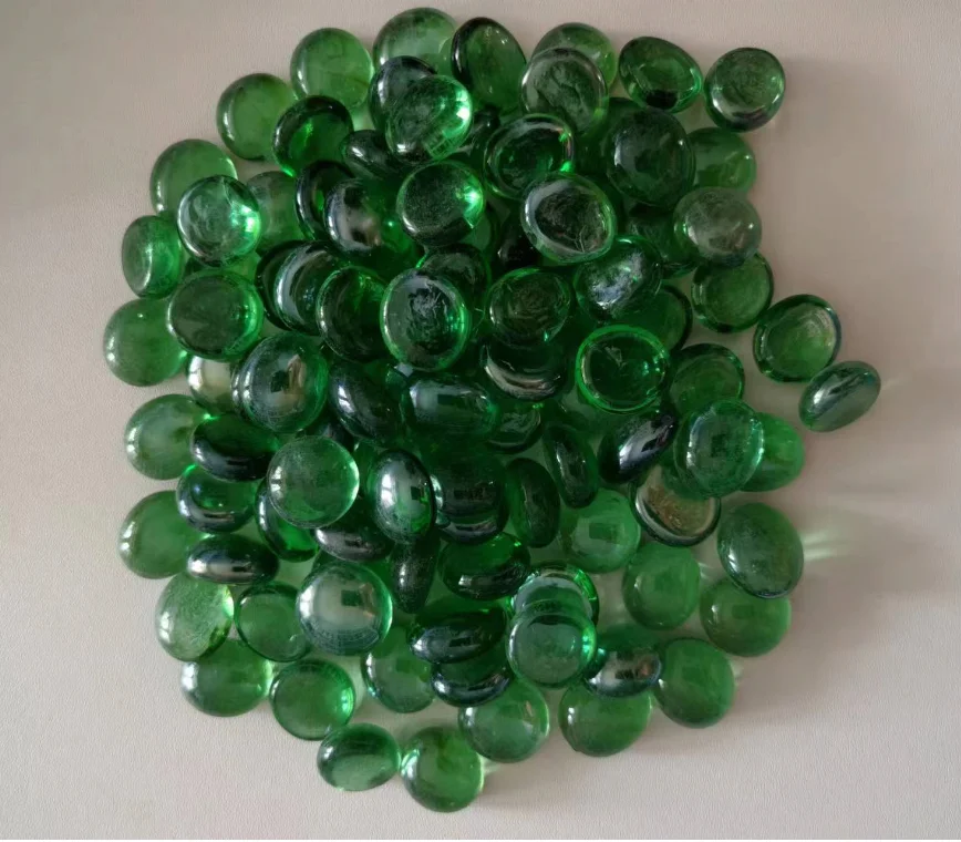 wholesale bulk large colored Flat Bottom Craft Glass  for vase filler outdoor fire pit