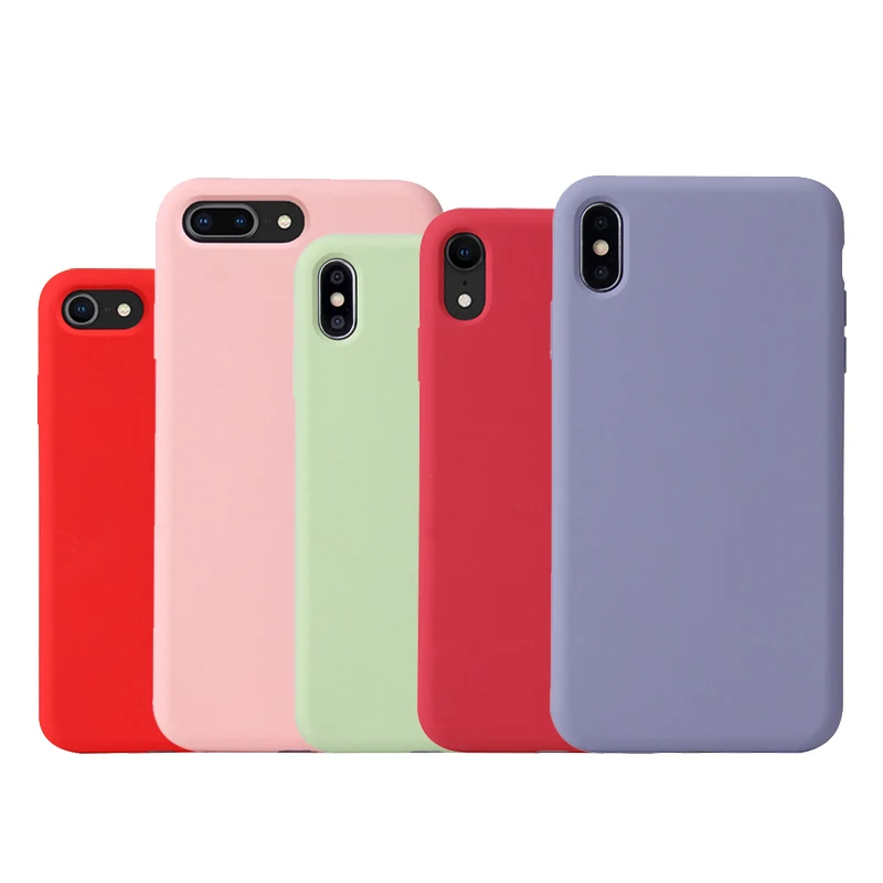 Black Phone Case For iPhone X Case Genuine Liquid Silicone Back Cover Phone Shell For iPhone 6/7/8/Xs Max Rubber Case