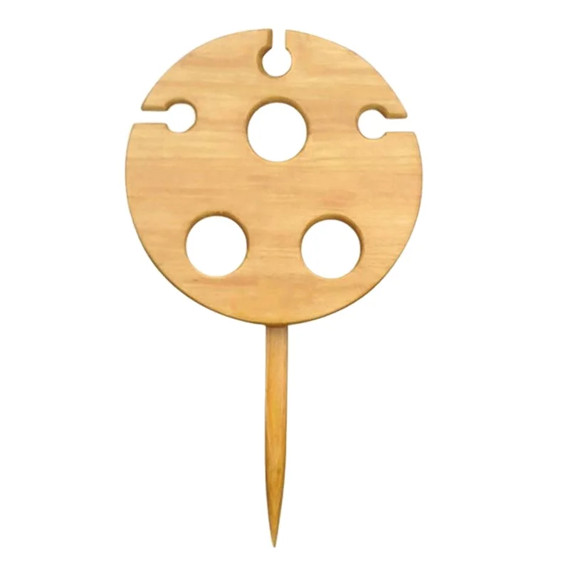 Natural Portable Outdoor Bamboo Wine Table Wine Glass Holder for Picnic