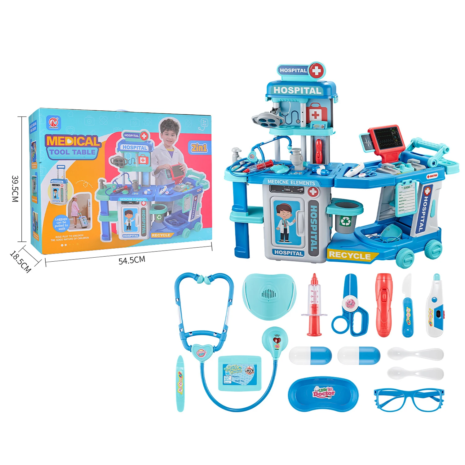 Doctor Toys Educational Pretend Play Preschool Kids Toys Doctor Trolley Play Set Role Play Game for Kids Girls Children Toys