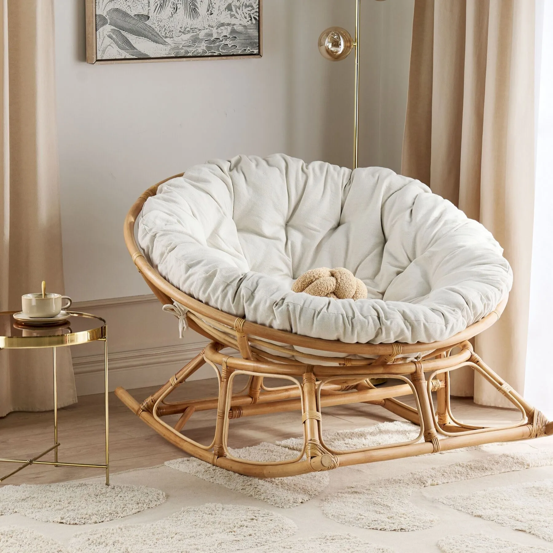 Indoor and Outdoor Use Wicker Papasan Chair Patio Swing Garden Hanging Rattan Egg Chair