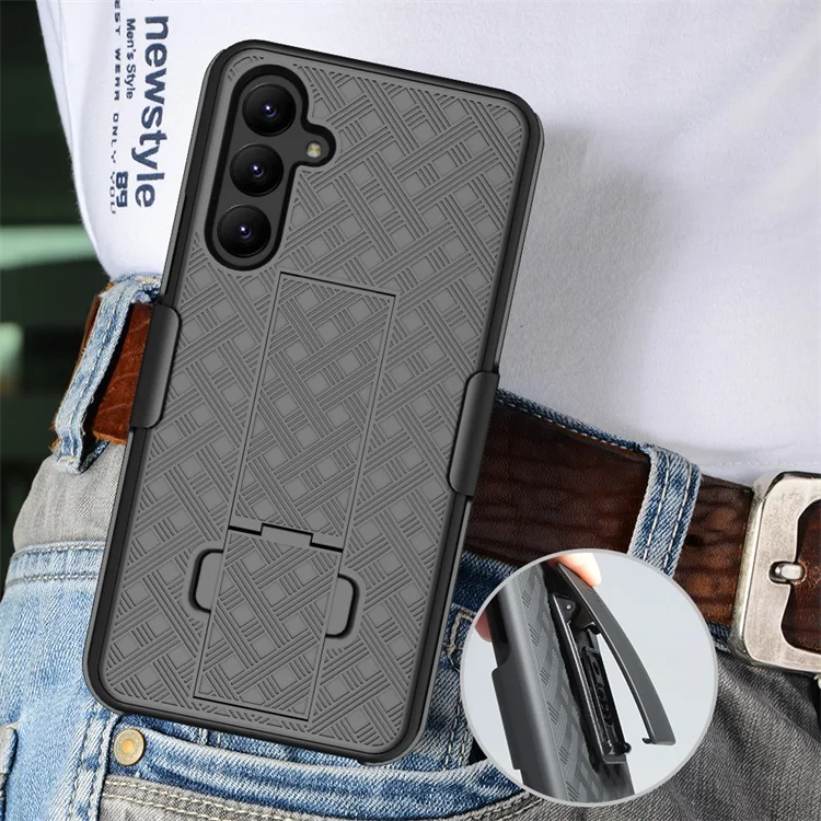 Shockproof weave pattern holster combo mobile phone case with invisible holder for samsung note 10
