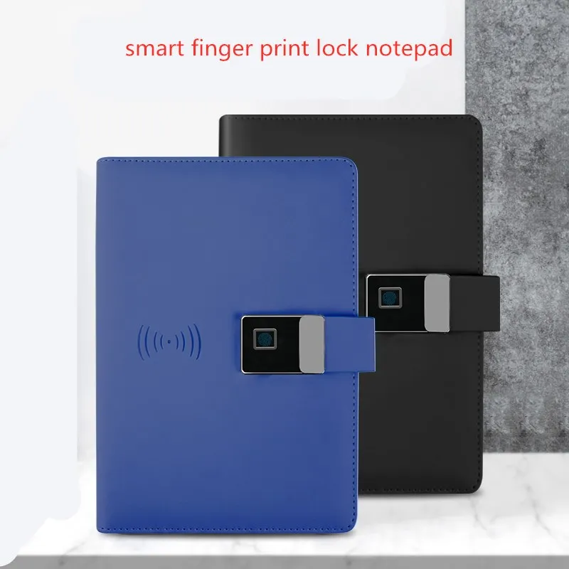 2021 new Password lock diary Multifunctional Fingerprint Charger Notebook Business Loose-leaf A5 top grade Notepad gift box set