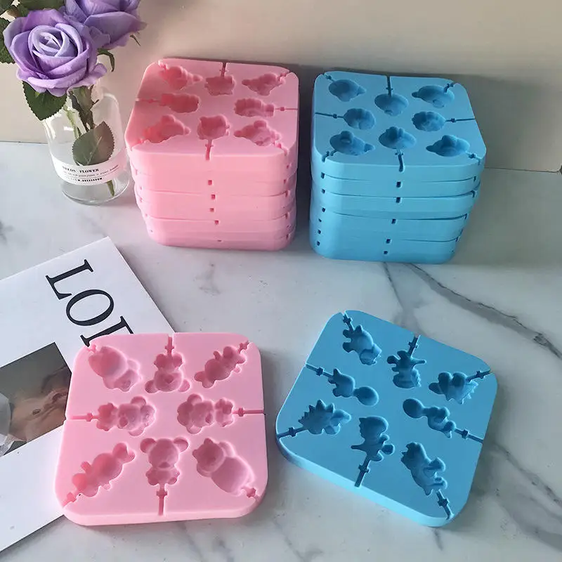 Custom Silicone Chocolate Molds 3D Straw Topper Cat Dog moldes silicona para fondant Jelly Lolly Baking Molds