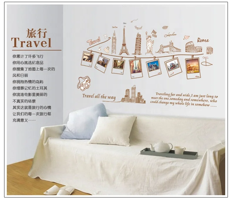 
AY9011 Travel World Adesivo Parede Wandsticker Mural City Album Travel Stickers 