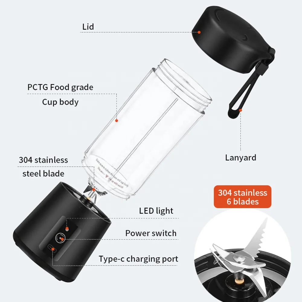 Stock up Smoothies Blender Personal Size Portable Travel Sports Bottle portable blender
