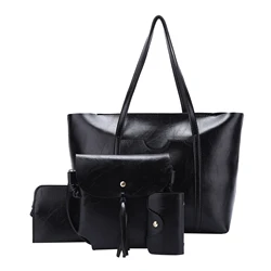 Angelkiss eco vegan pu leather stylish ladies tote purse shoulder bag tote handbags sets 4 in 1  for women