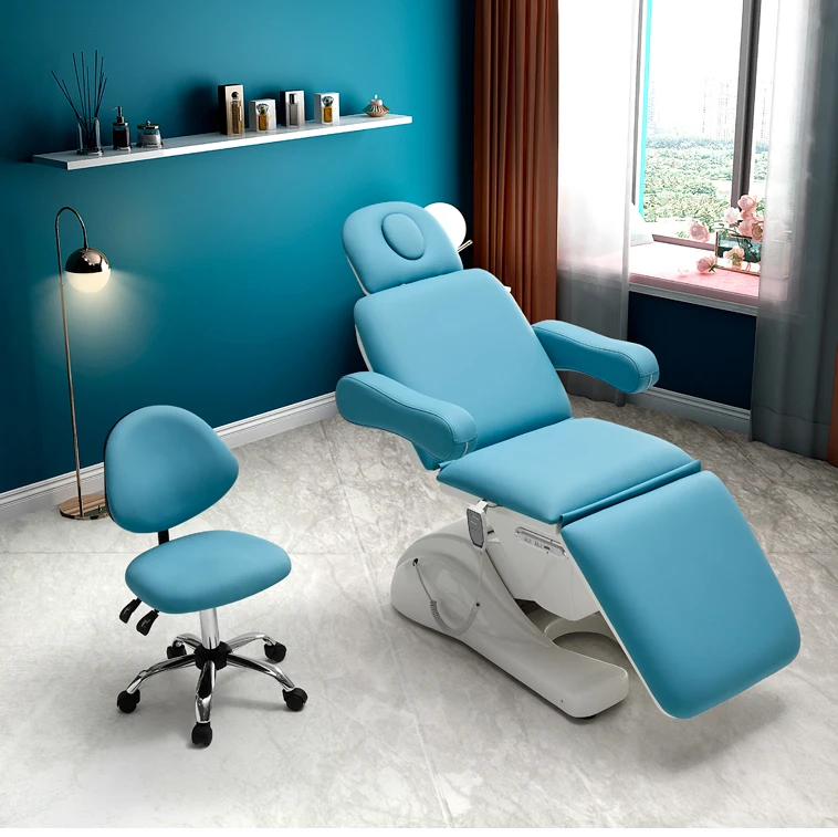 Hot sale electric table chair folding pink massage treatment  beauty facial bed with cabinet and stool on Sale