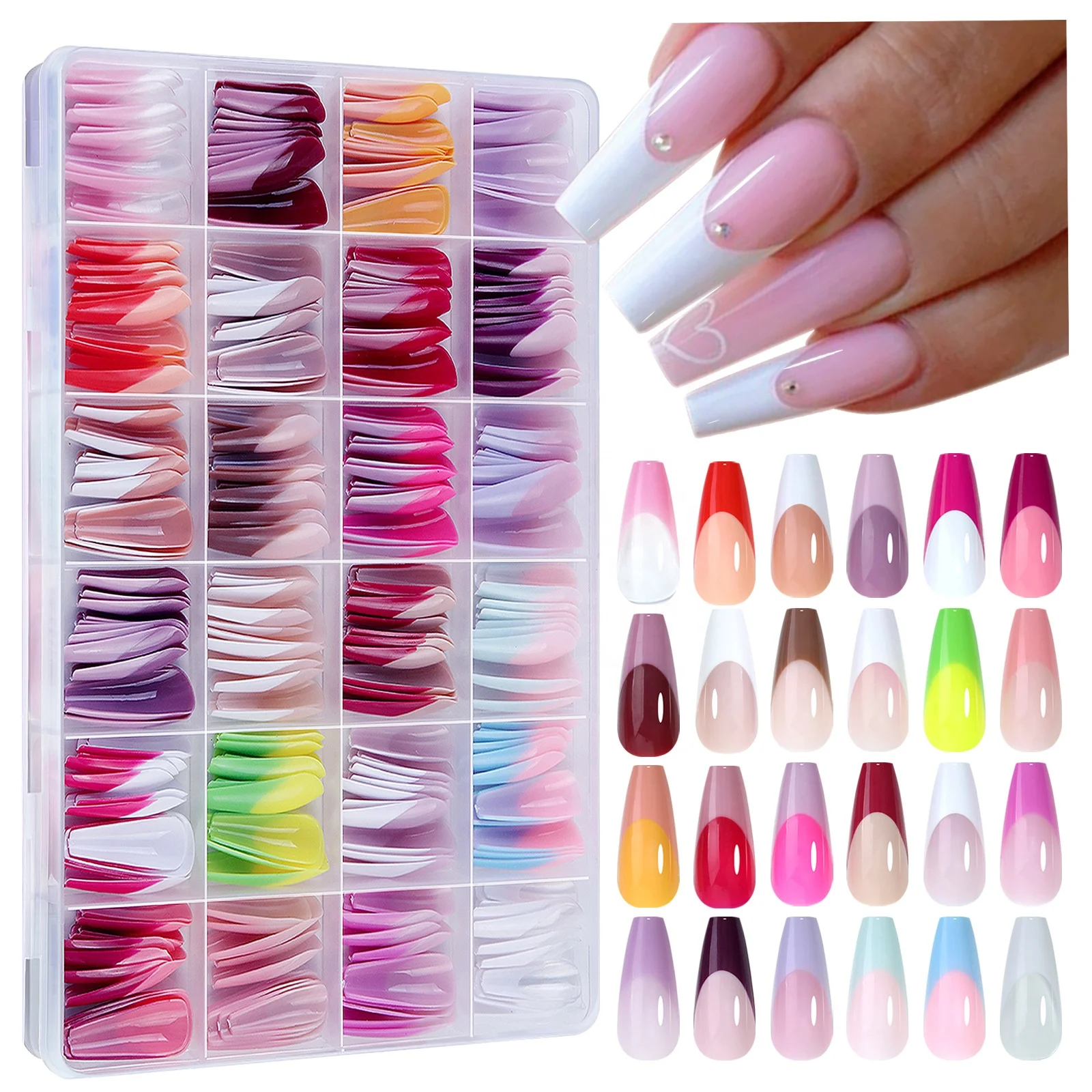 Manicure French Wearable Nails 288PCS French Traceless Wearable Nails Removable Manicure False Nails Wholesale